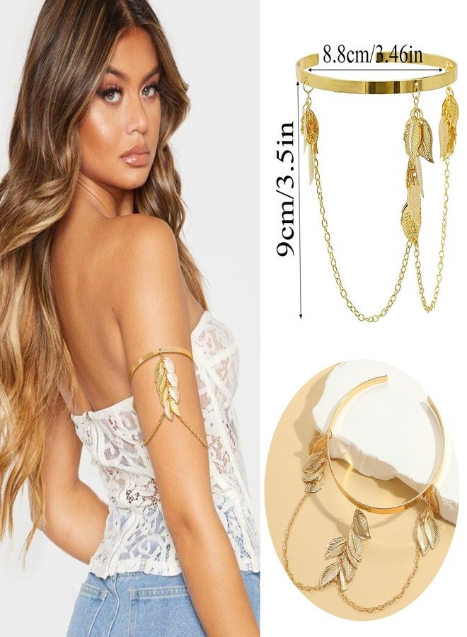 MEDOJO 12 Pcs Arm Cuff Bracelets for Women Minimalist Golden Upper Arm Cuff Bangle Bracelet Open Adjustable Golden Arm Bracelet Set - Image 5